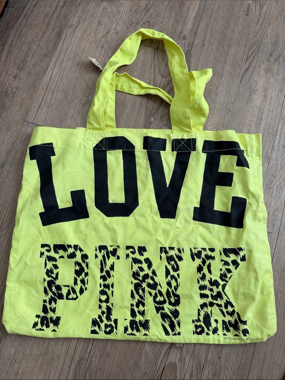 Victoria's Secret LOVE PINK Neon Lime Canvas Tote